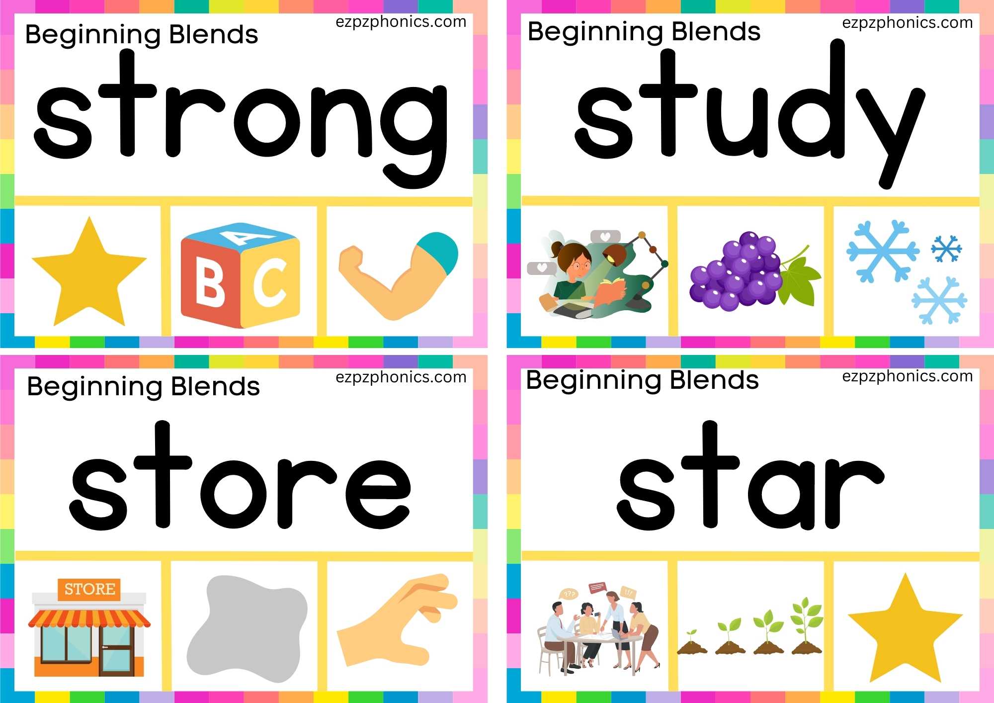 ST Beginning Blends Clip Cards Read The Words And Clip The Correct Images Set 1